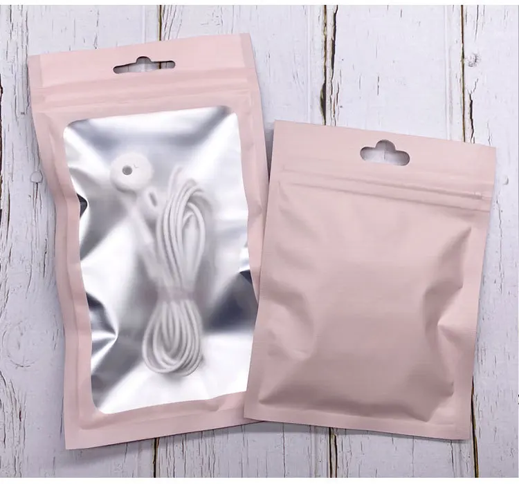 Custom Black Pink blue Matte Clear Zip lock Resealable Packaging Bag With Window