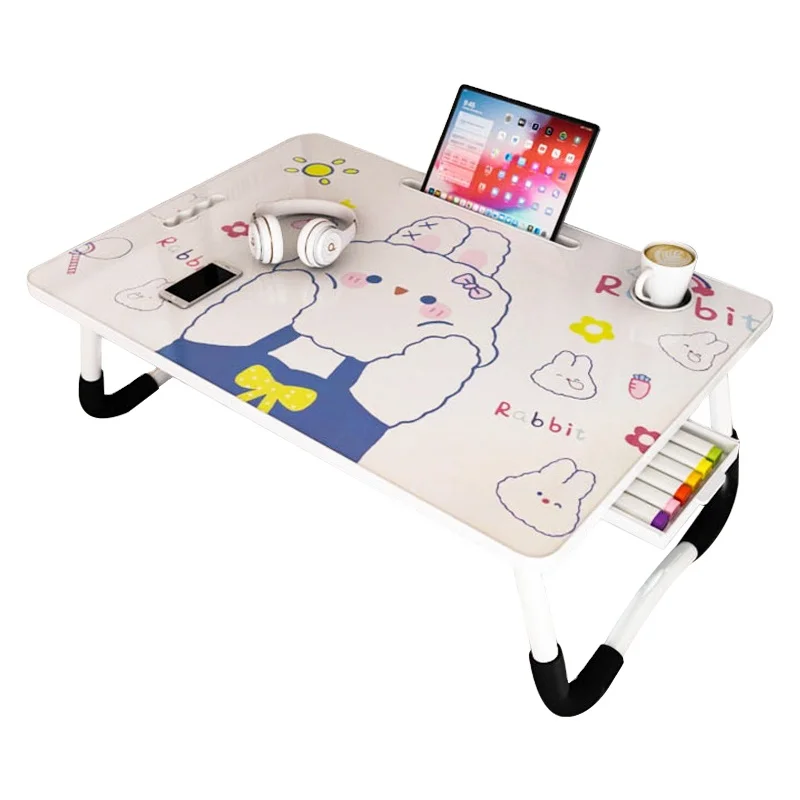 Whosale Cartoon Pattern Table Folding Laptop Table Serving Bed desk Portable Laptop Desk bed use study folding Computer Table