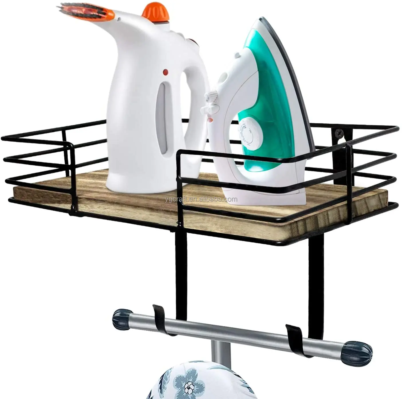 Ironing Board Hanger Wall Mount - Laundry Room Iron and Ironing Board Holder, Metal Wall Mount with Large Storage Hooks