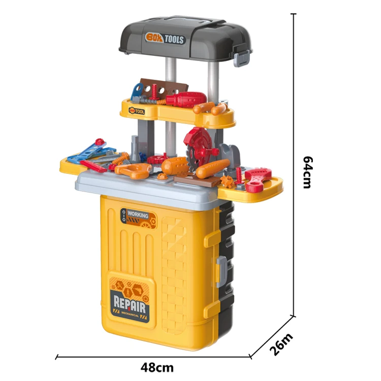 69 PCS tool trolley case 3 in 1 Kids Pretend Play Storage Workbench Work Shop Kit Tool Set Toy