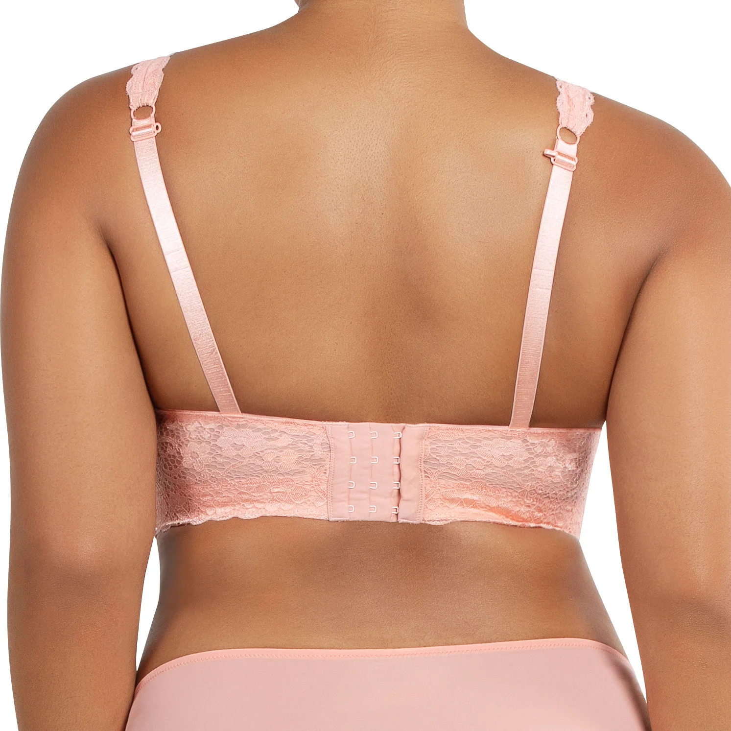 Ladymate ODM/OEM Sujetador De Realce Con Encaje Women Full Figured Supportive Wirefree Bra With J-Hook Lace Bralette Plus Size