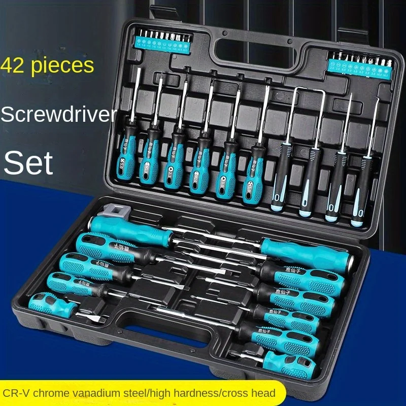 41pcs DIY & Industrial Grade CrV Screwdriver Set with Chrome-finish Plastic Handle & Y Type S2 Bits Customizable OEM Support