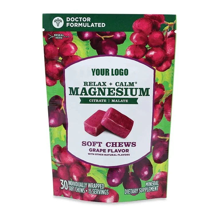 Gluten Free Vegetarian Relax Calm Magnesium Soft Chews Magnesium Supplement from Citrate and Malate for men and women