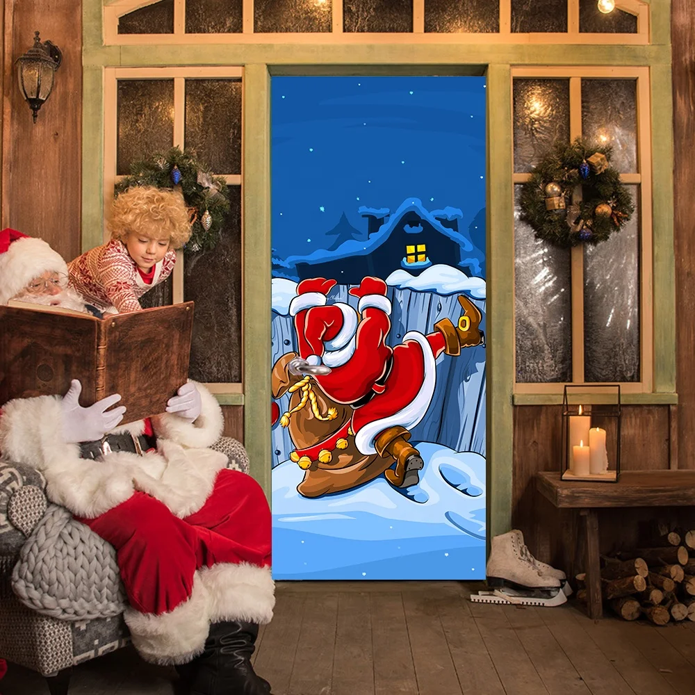 Door Wall Mural Wallpaper Stickers Vinyl for Xmas