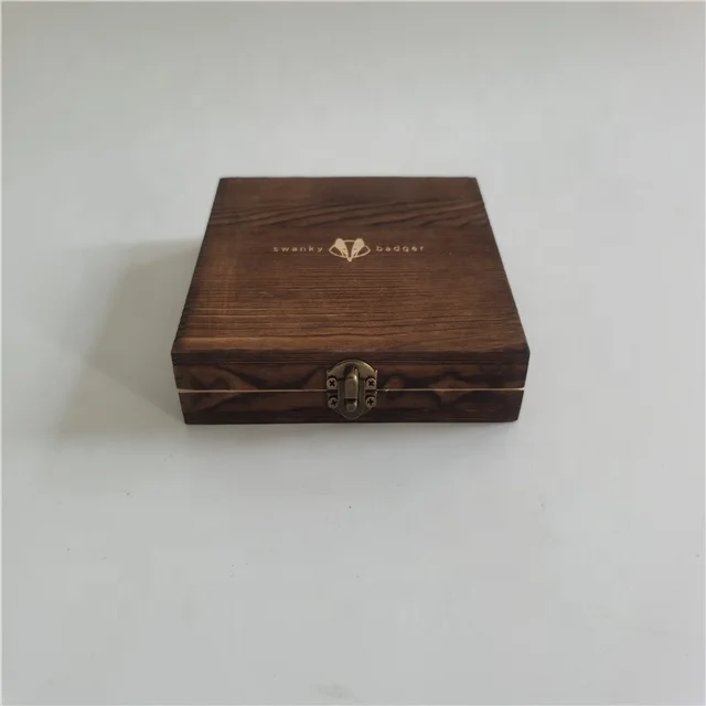 Customized burning color pine wooden box wooden gift box with logo for wallet