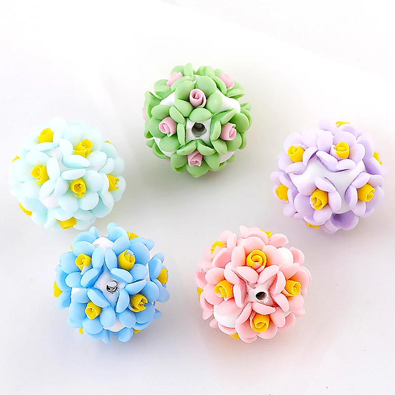 SOJI New 20mm 3D Flower Beads Daisy Rose Small Flower Decoration Ball Beads DIY Handmade Bubblegum Ballpoint Pen Accessories