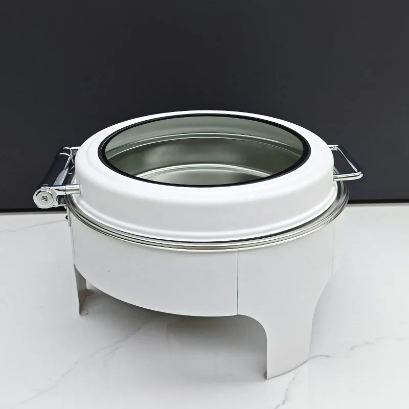 White 6L Hydraulic Round Chafing Dishes Buffet Catering Stainless Steel hotel Hotel Food Warmer Stove Hotel Buffet Party
