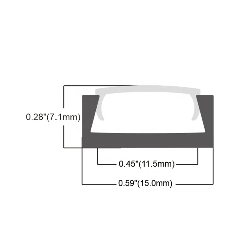 High quality U Shape Black Alu 6063 Extrusion Housing Channel Diffused Cover For Lighting Strip bar Surface Led Profile Aluminum