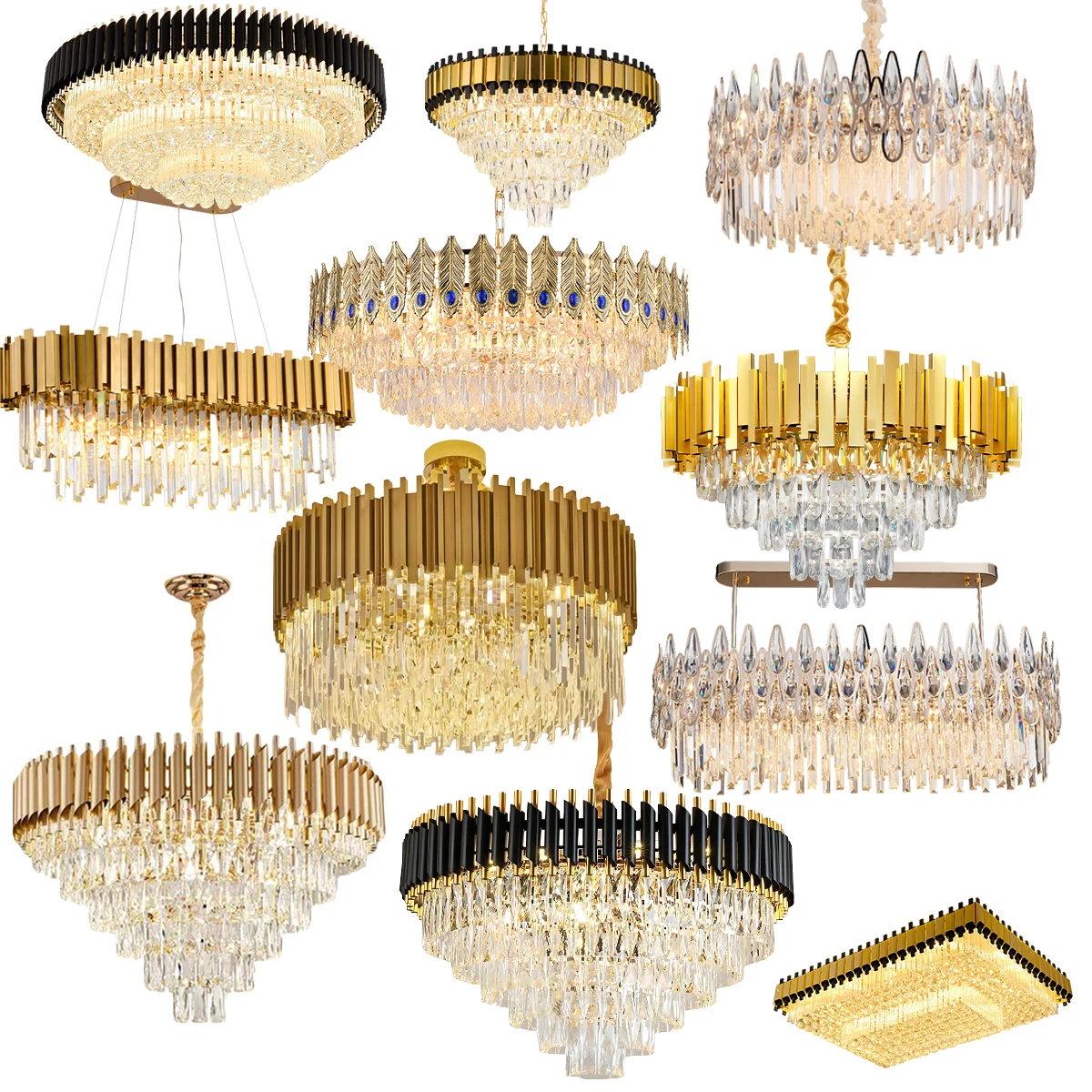 Factory Custom Luxury Villa Wedding Crystal LED Pendant Light Modern Decoration Large Hotel Chandelier