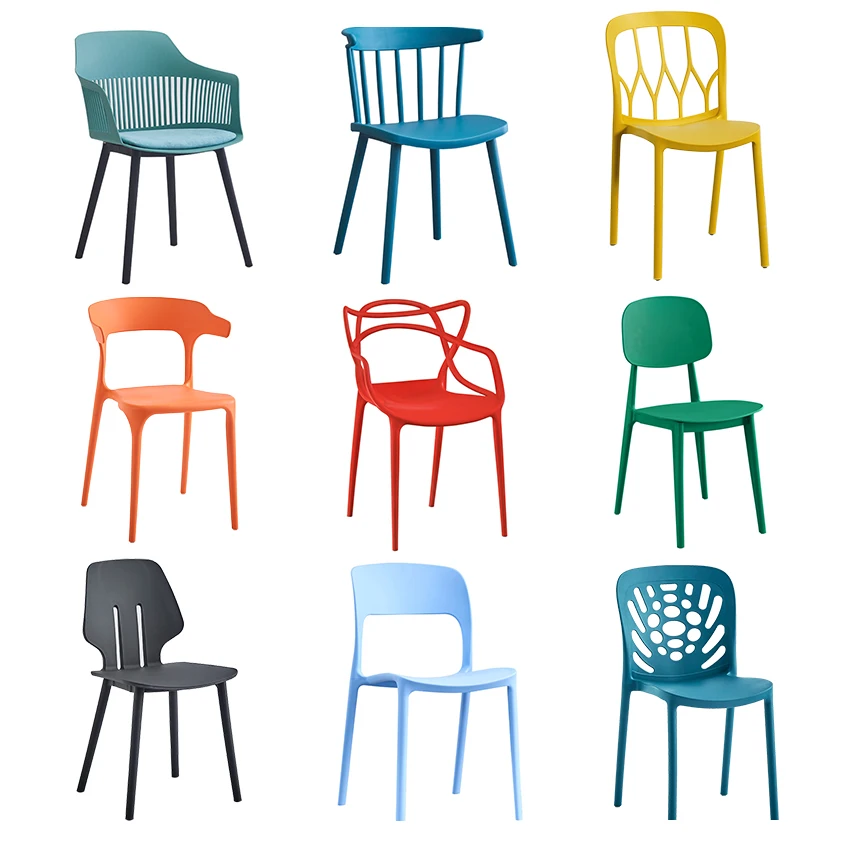 2024 Colorful Modern design Restaurant Kitchen Cafe Sillas Plastic Chair Stackable dining plastic chair