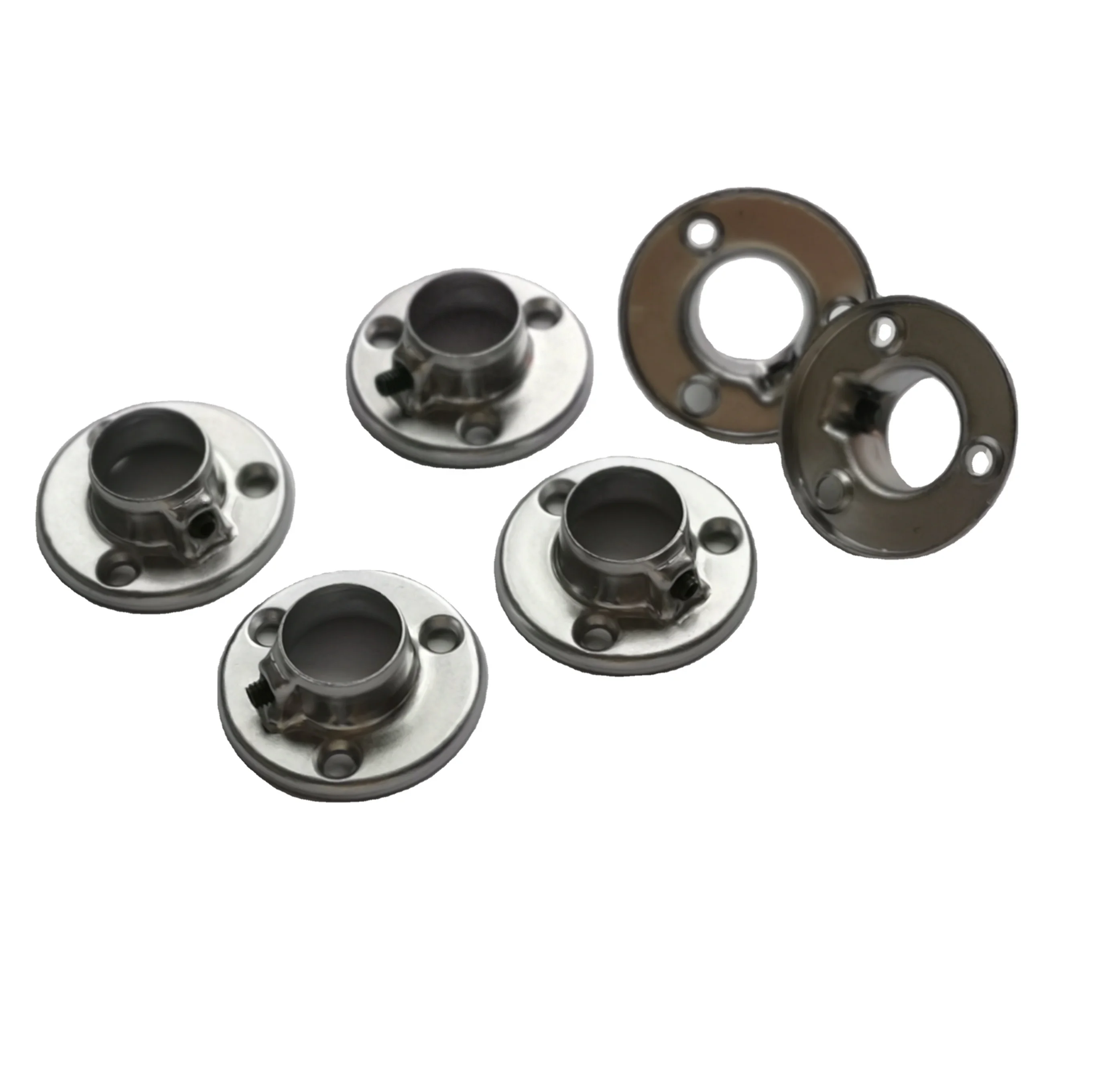 Plating Iron Chrome Round  Wardrobe Tube  for Suspended Support Hanging Rail Flange 50mm 25mm 19mm 16mm