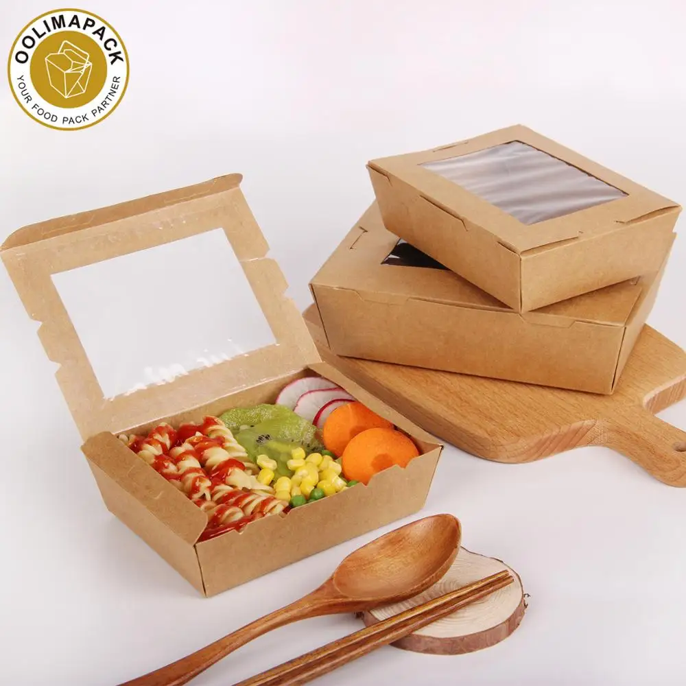 Customized size takeaway fruit salad container cardboard lunch boxes