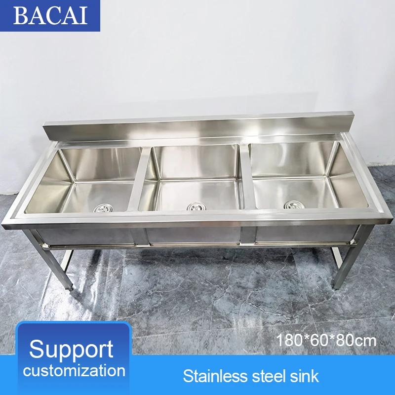 Commercial 304 kitchen stainless steel sink Hospital  hotel  Sink with Back Splash Wholesale