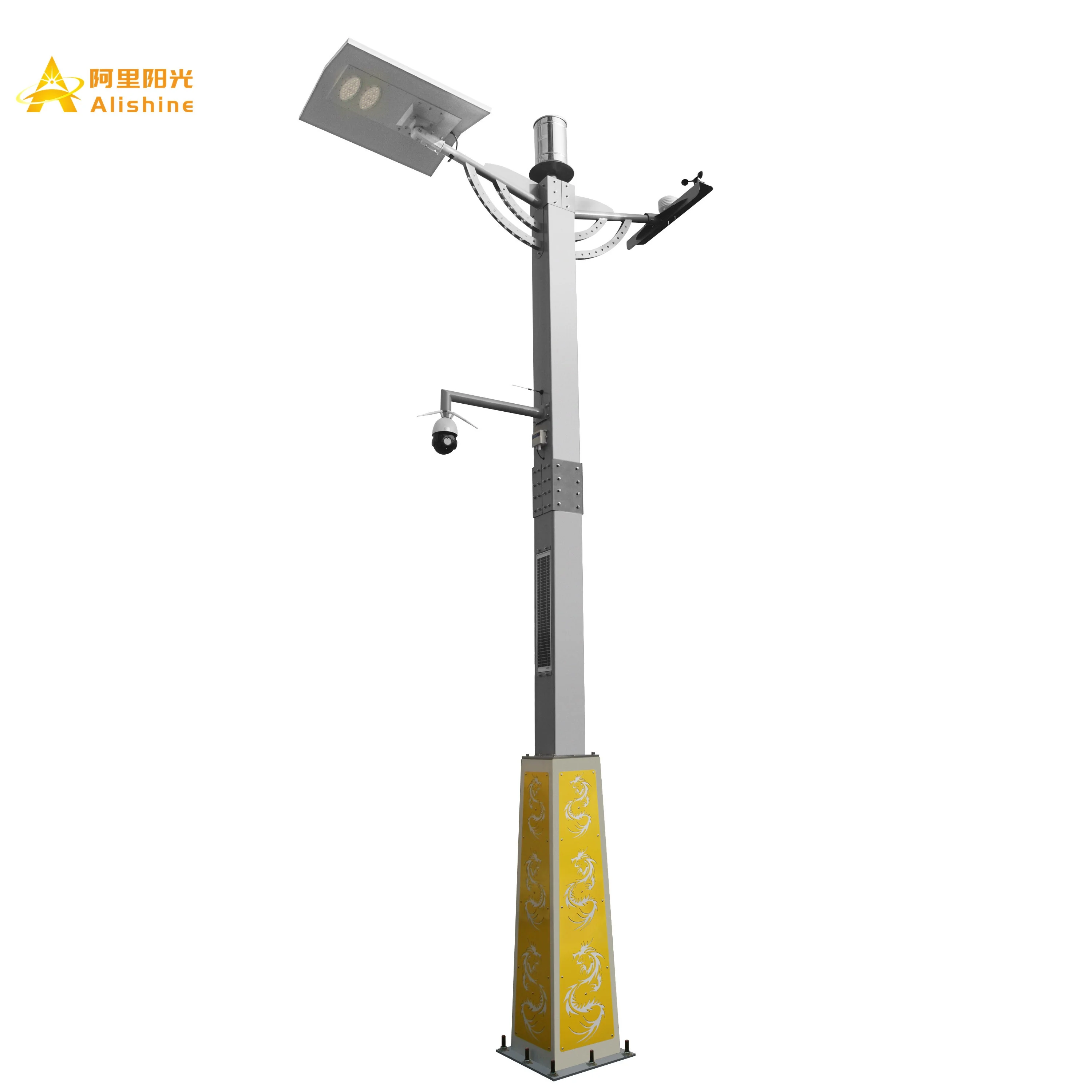 Multi-functional Pole For Smart City Ip65 Solar Smart Street Light Pole With Smart Controller Cctv Led Sound