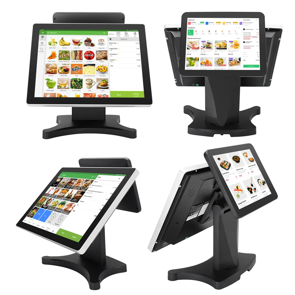 15 Inch Dual Touch Screen Machine Windows Restaurant Point of Sales Systems POS Electronic Smart Cash Register