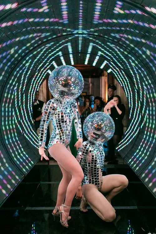 Mirror disco ball night club stage dj light gold mirror Interactive props helmet for decor and