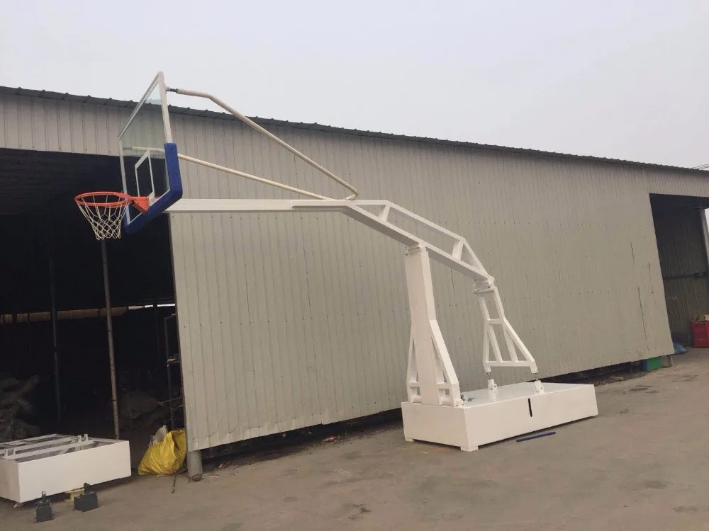 LDK sports equipment Highly Quality Manual Hydraulic Basketball Stand Professional Basketball Backstop With Fiberglass Backboard