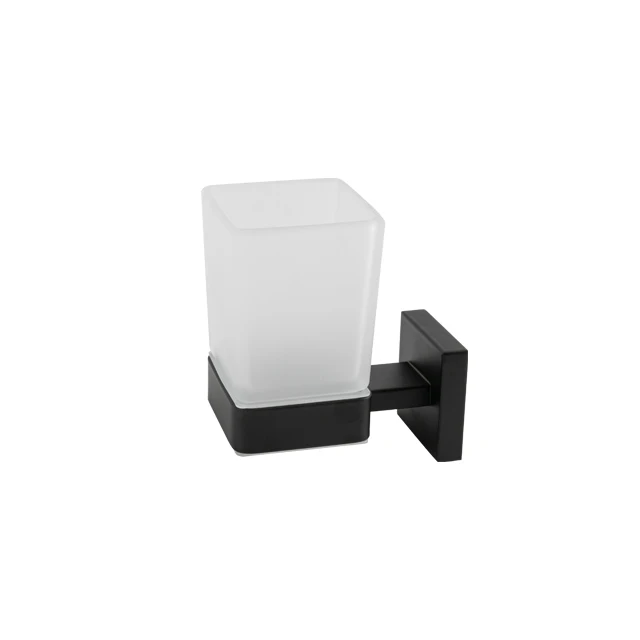OEM Ningbo Factory Hotel home Bathroom Accessories stainless steel Cup Holder Toothbrush Holder Single Tumbler Holder with Glass