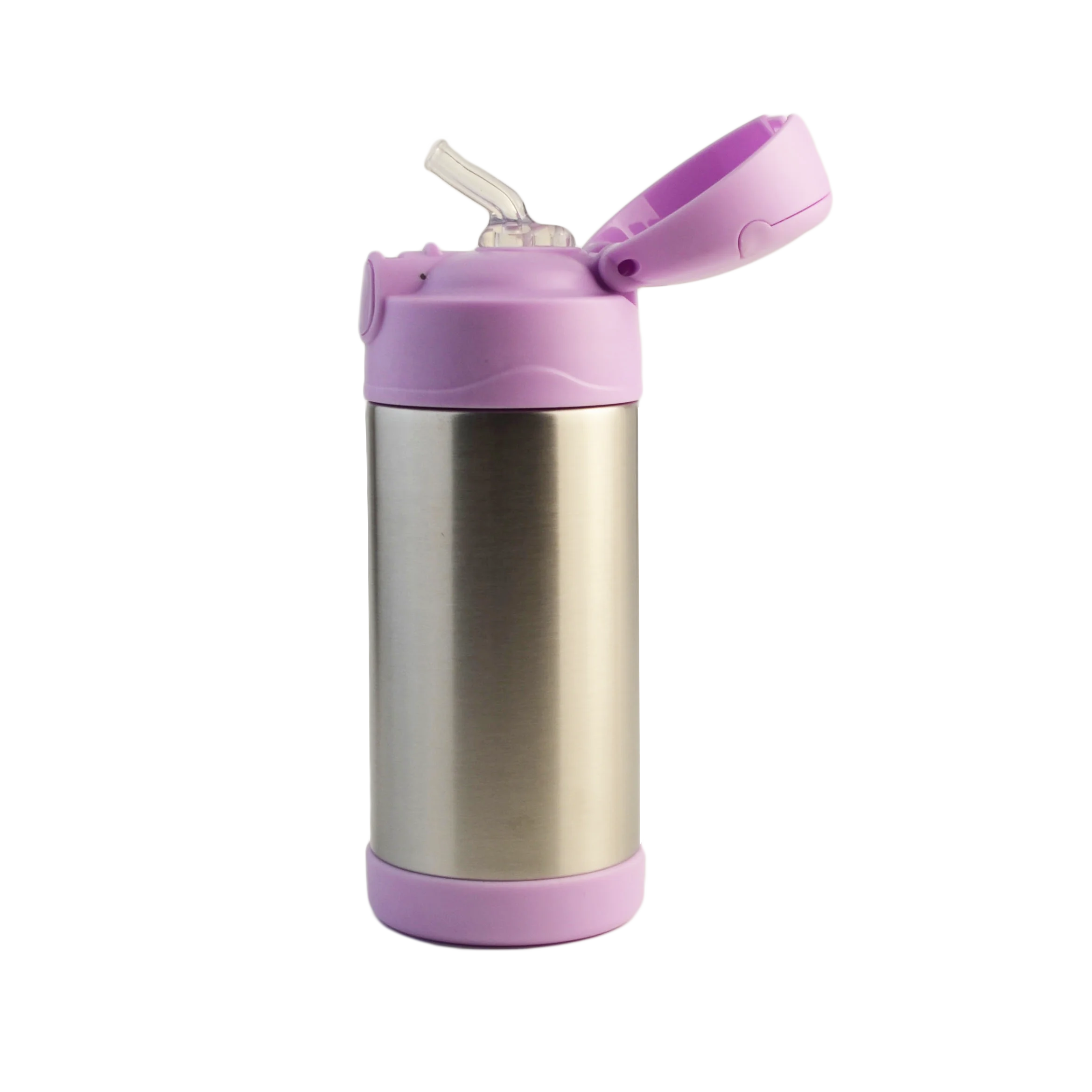 Unique Group 12oz BPA Free Airtight Double Wall Vacuum Easy Carrying Handle Personalized Kids Water Bottle With Straw Lid