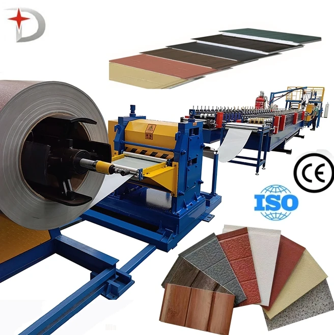 Continuous Polystyrene Foam PU Embossing Sandwich Panel Production Line Aluminum Sheet Metal Carved Wood Panels Making Machines
