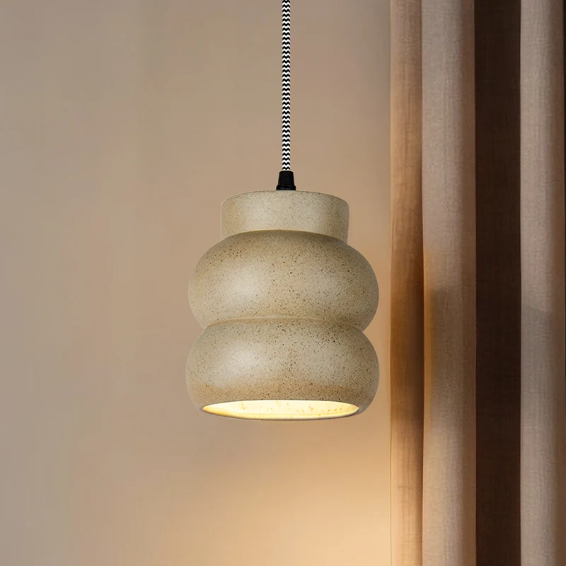 Factory Wholesale Simple Contemporary Ceiling Pendant for Bedroom Restaurant Dining Room Cement Grey Ceramic Hanging Light