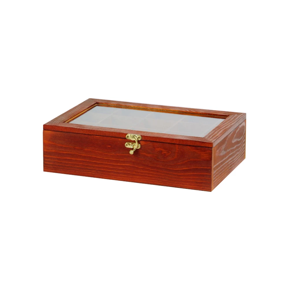 Vintage Wooden Gift Empty Box With Transparent Glass Lid Wooden  Gift Storage Box