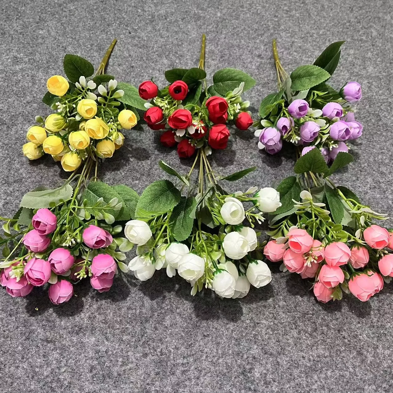 Rose Ball Artificial Flowers Combo Silk with Stems for DIY Bridal Wedding Bouquets
