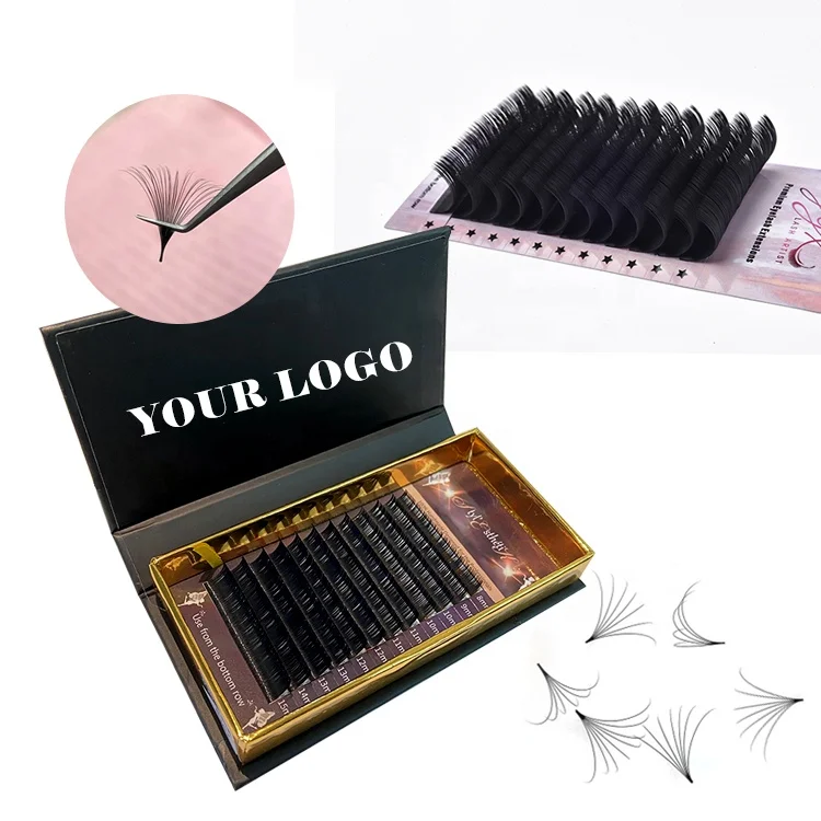 Professional soft cashmere mink easy fan volume lashes extensions trays private label individual eyelash extension supplies