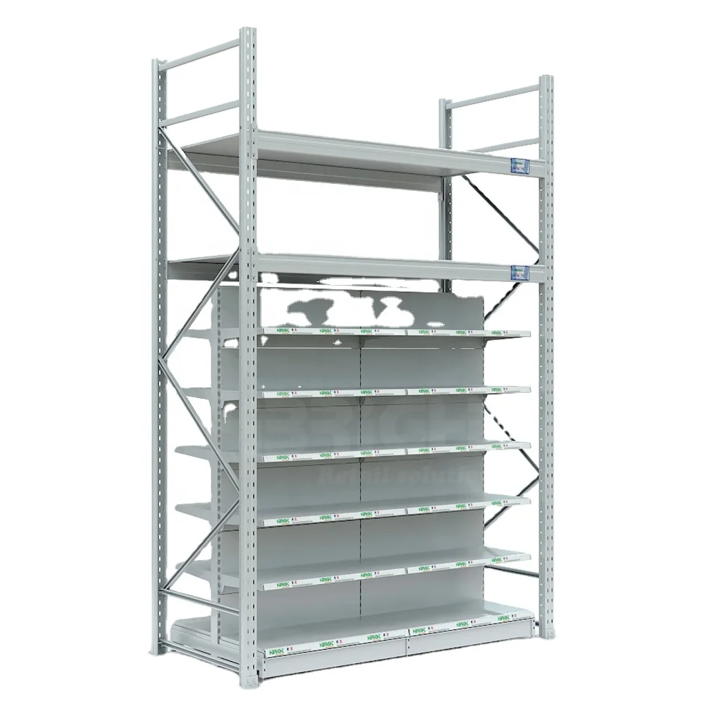 Strong heavy duty capacity hypermarket use combined system cash & carry integrated industrial shelving rack