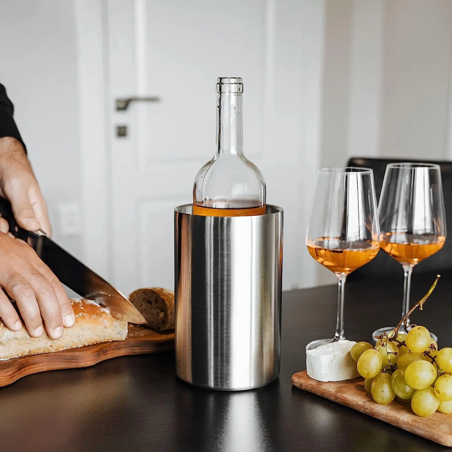 OUYADA Factory Direct Customized Logo 1.6L Double Wall Wine Insulated Ice Cooler Stainless Steel Metal Champagne Bucket