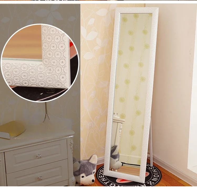 European Solid Wood 155x40cm Full-Length Mirror Floor-to-Ceiling Design for Home Dormitory Clothing Store Simple Wall-Mounted