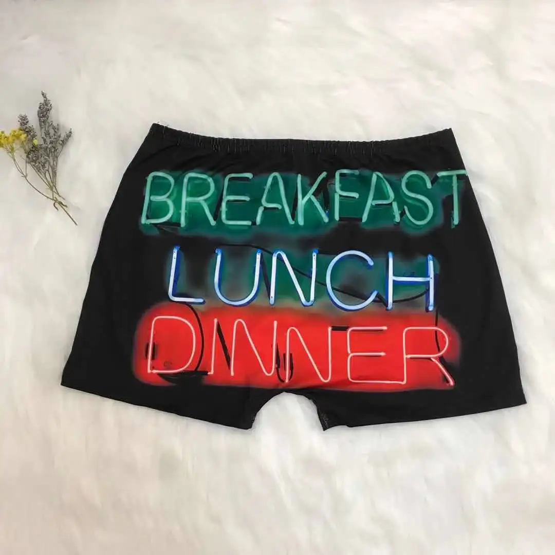 
Kai Duo Fashion Custom Design Breakfast Lunch Dinner Candy Snicker Skittles Spandex Skittles Booty Scrunch Women Snack Shorts 