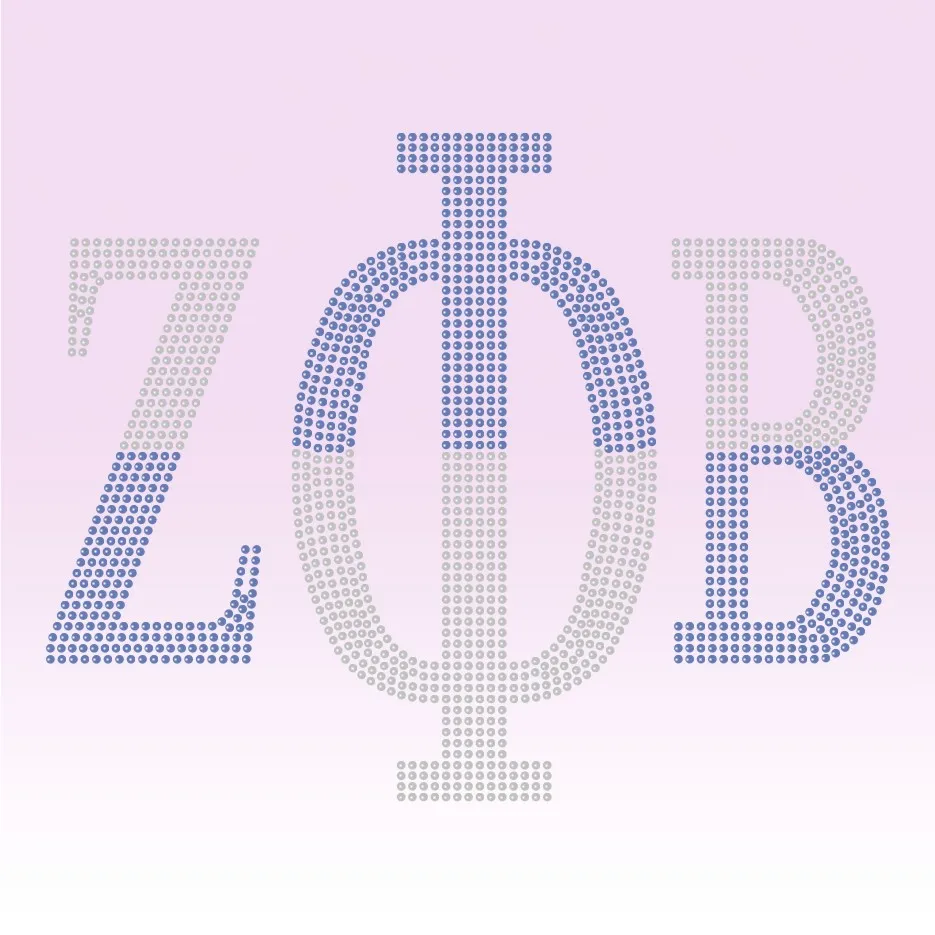 Оптовая продажа большой круг Zeta Phi Beta со щитом дизайн стразами переводный мотив для одежды футболок