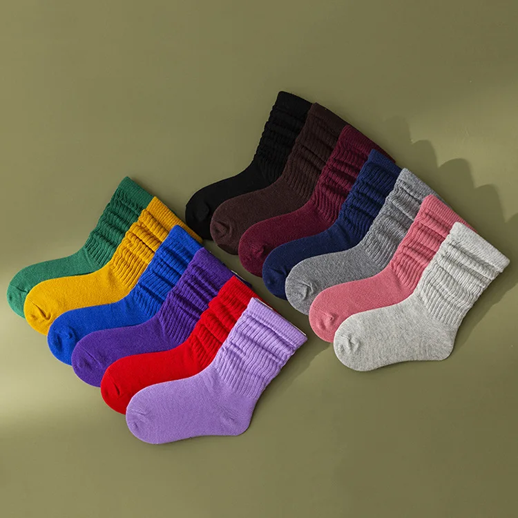 New Long Crew Socks For Baby Toddler Fluorescent Children's Slouch Socks Combed Cotton Candy Colored Little Girls Kids Socks
