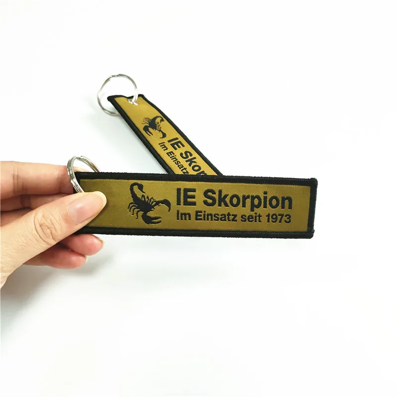 Factory Woven Label Embroidery Key Ring Customizable Woven Keychain Double Sided Woven Key Chain Customized Keychain Logo