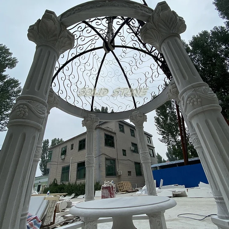 Customized design real factory direct price garden decoration marble gazebo pergola
