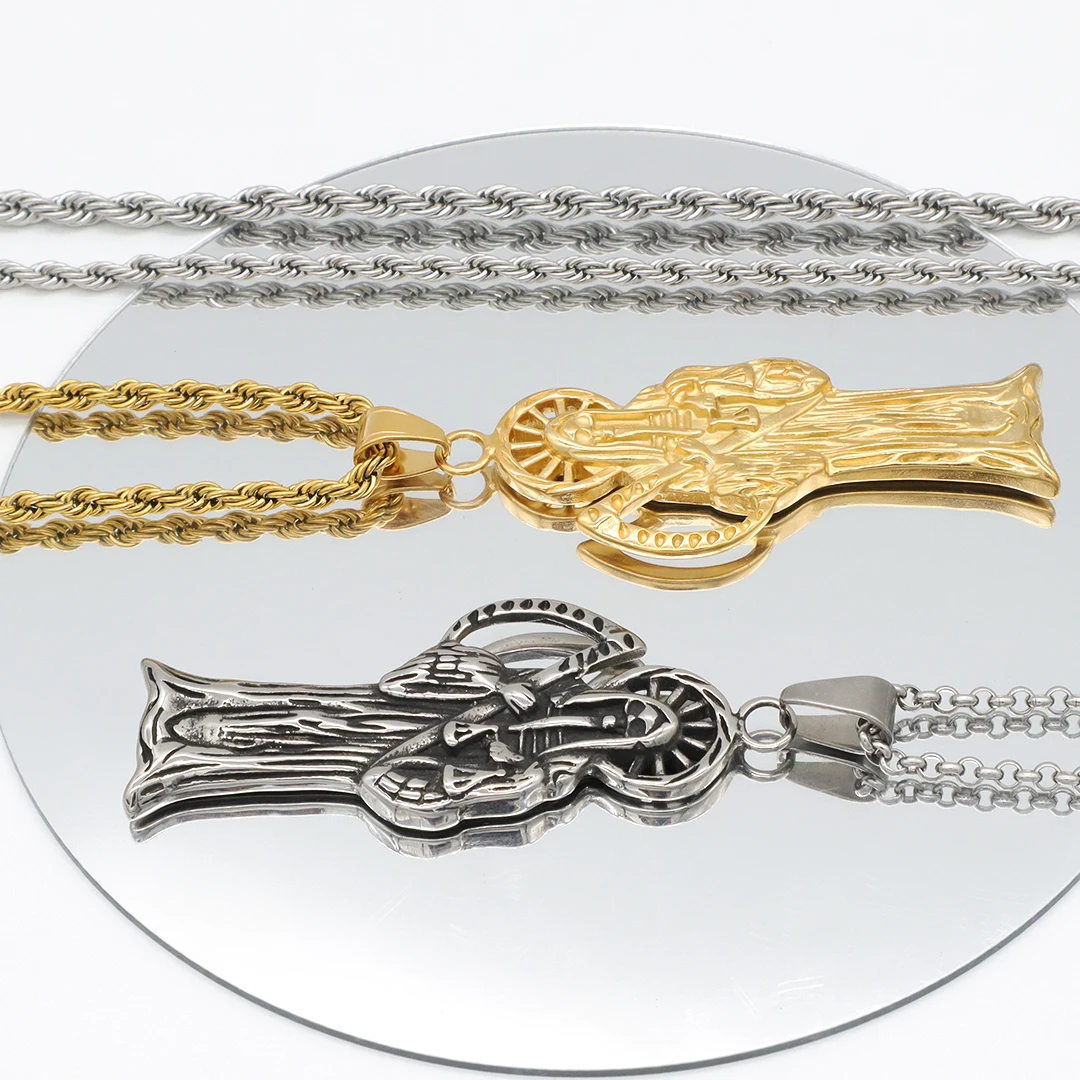 Custom Jewelry Holy death charm pendant necklace Chain Gold Plated Saint Death Unisex Religious pendant Stainless Steel necklace