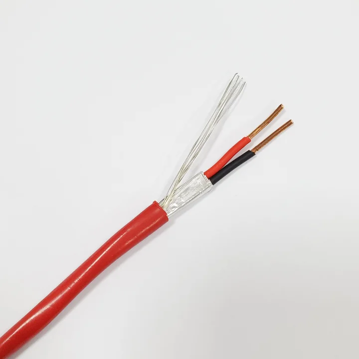 UL FPLR 2C 16AWG solid copper conductor shielded red PVC twisted pair fire alarm cable