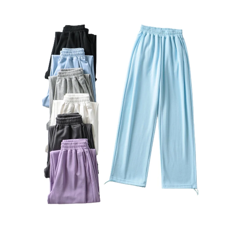 Custom womens line tracksuit pants Straight  jogger sweatpants trousers with Drawstring