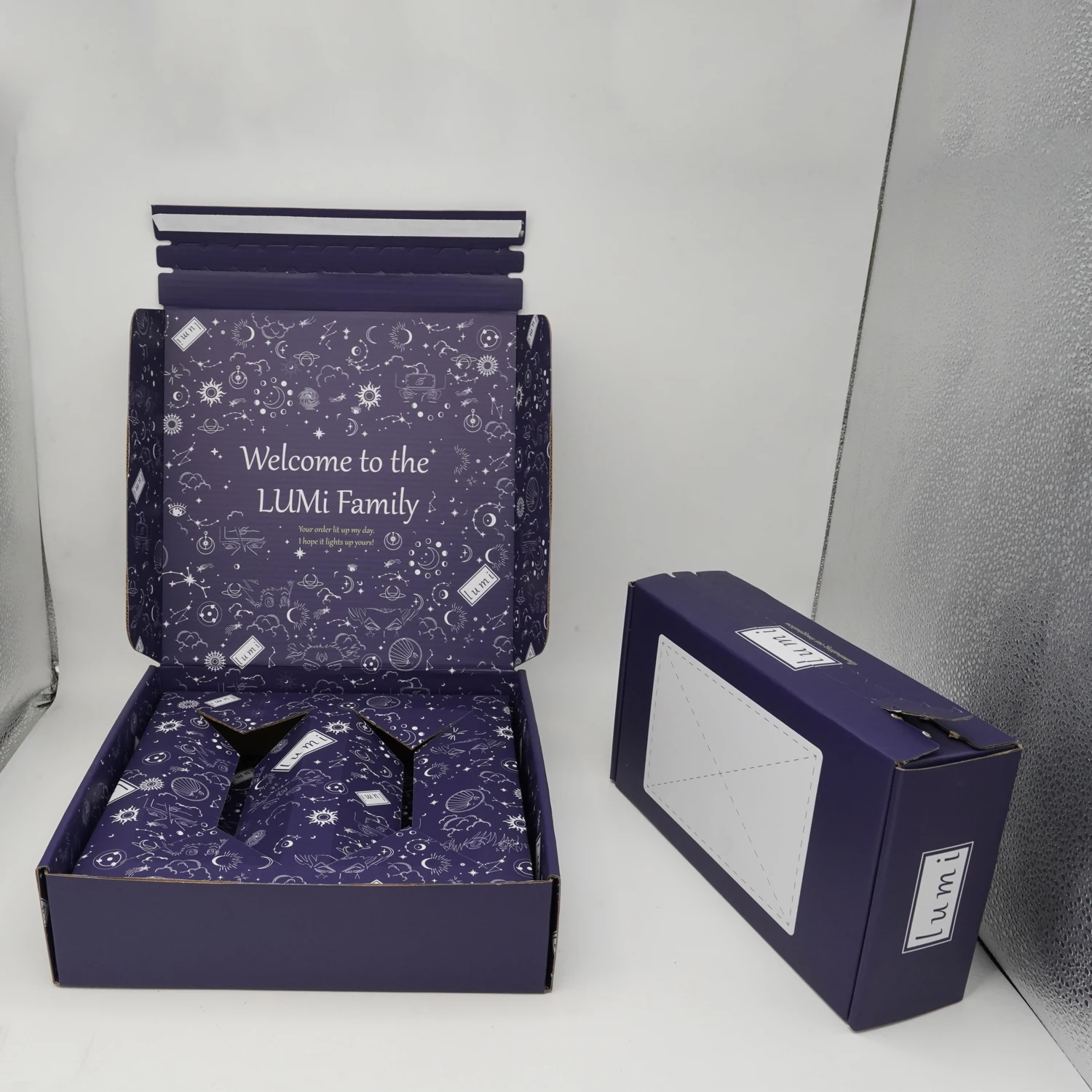Postal Mailing Adhesive Strip Gift Box Packaging Manufacture Custom Logo Purple Self Seal Mailer Box