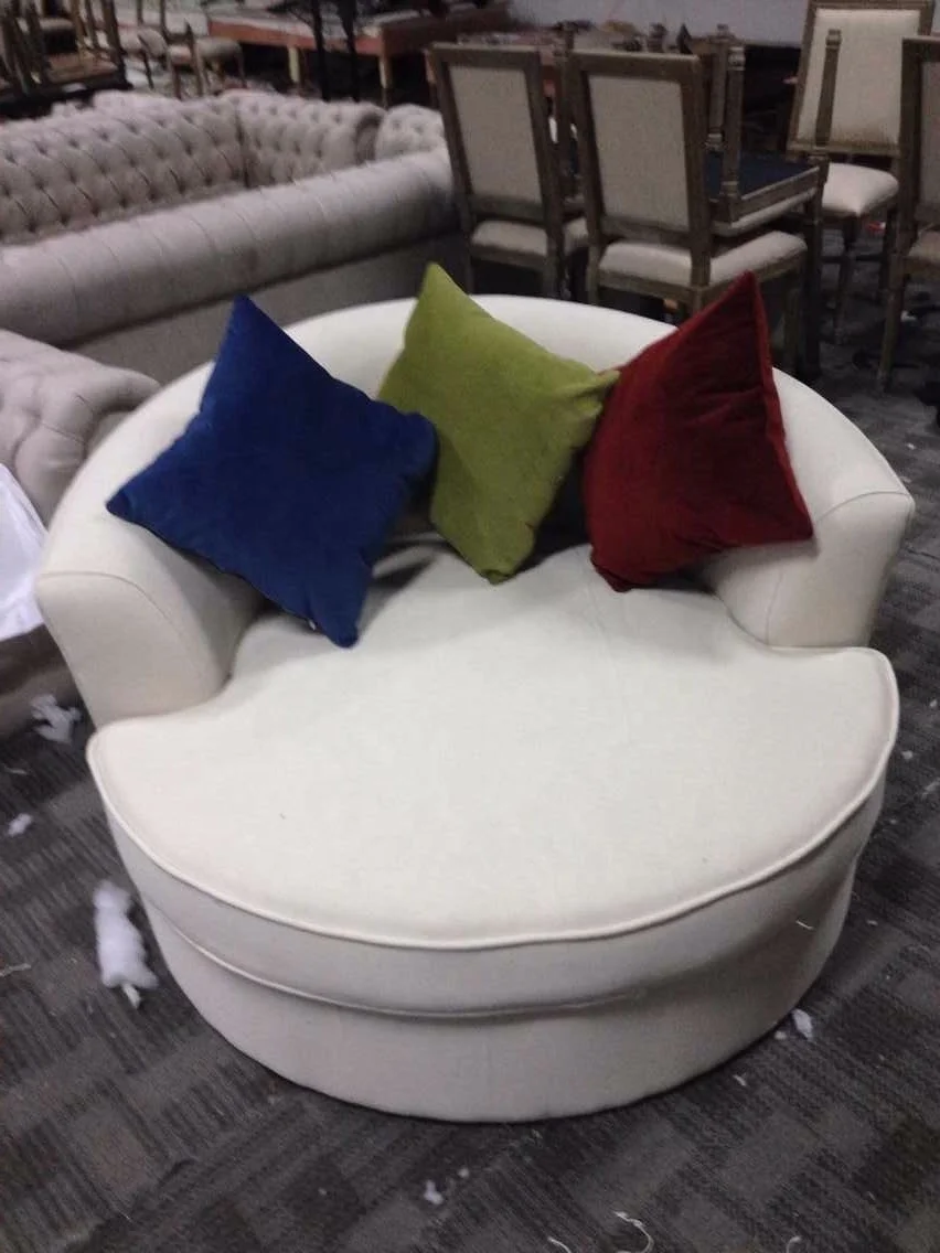 Hot sell leisure sofa Italy design solid wood lounge round single sofa chair