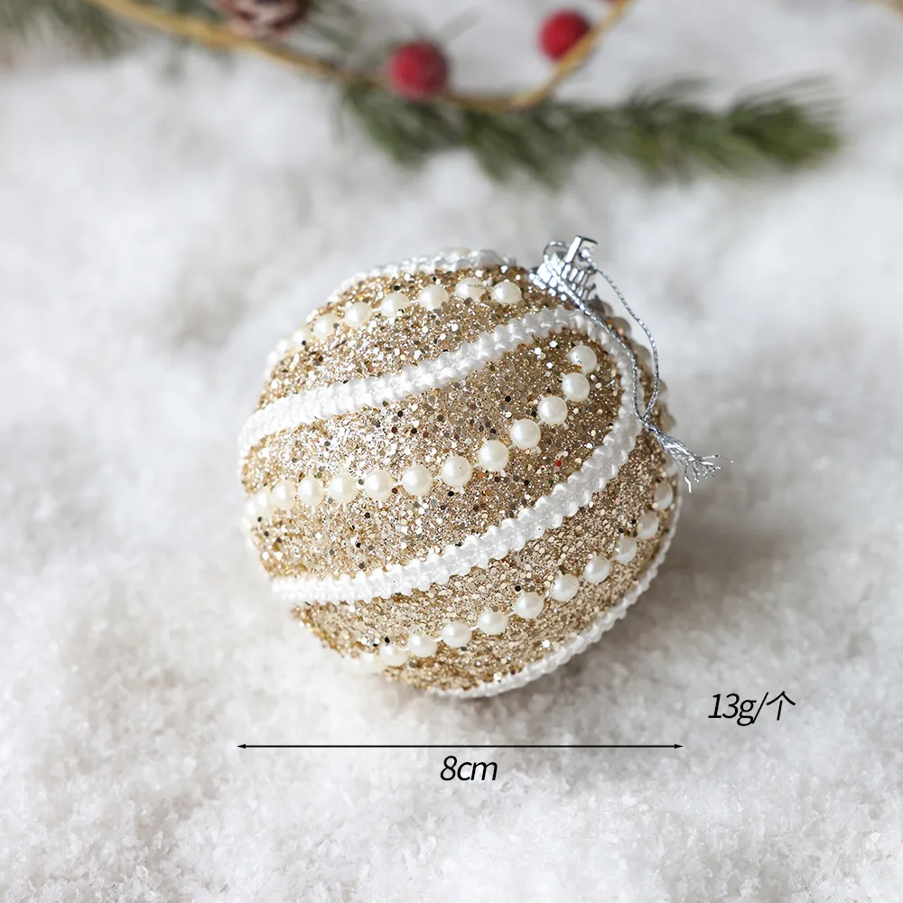 New Christmas tree decoration pendant glitter 8cm foam ball Christmas decorations (factory direct sales)
