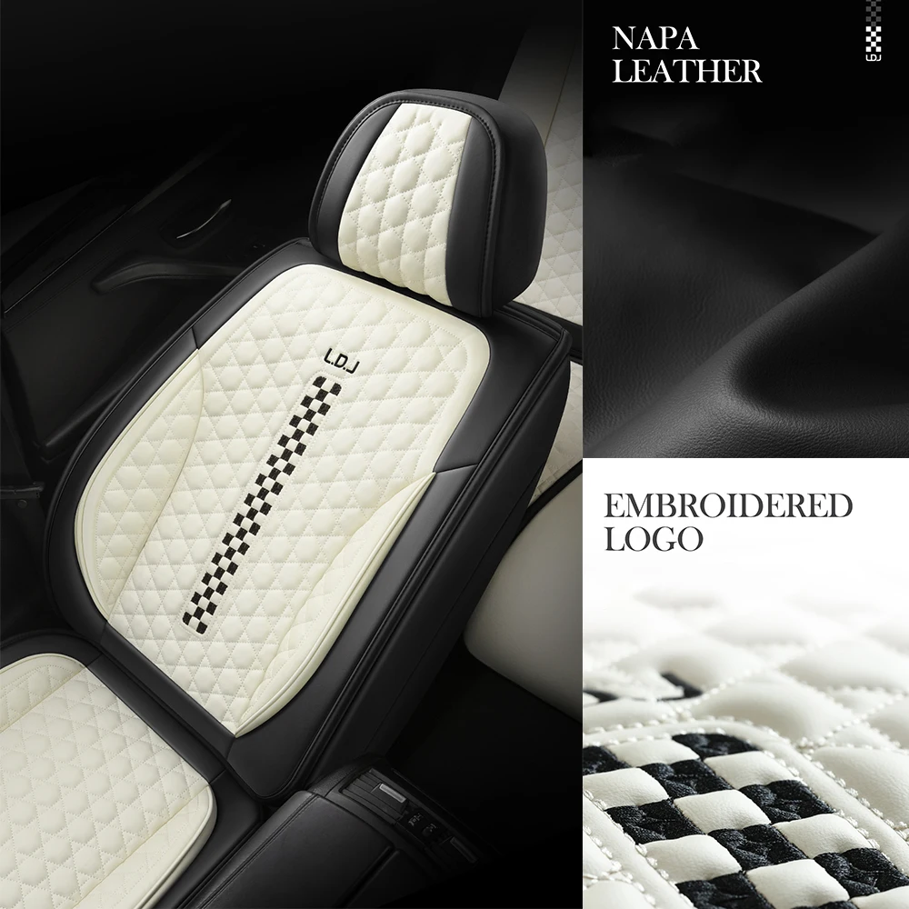 Sports Style Nappa PU Leather Car Seat Covers Full Set Protector Conjoined Headrest Cap for Most Cars SUVs Pick-up Trucks