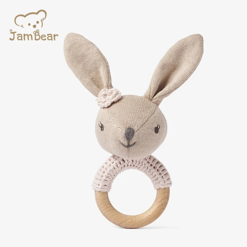  JamBear органический хлопок вязаная детская погремушка прорезыватель мягкая игрушка Органическая для сна