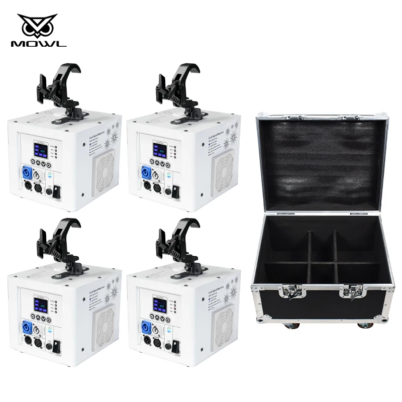 4 Pack White 800W Spray Down Water Fall Remote DMX Fireworks Sparkler Fountain Cold Spark Machine with Fly Case