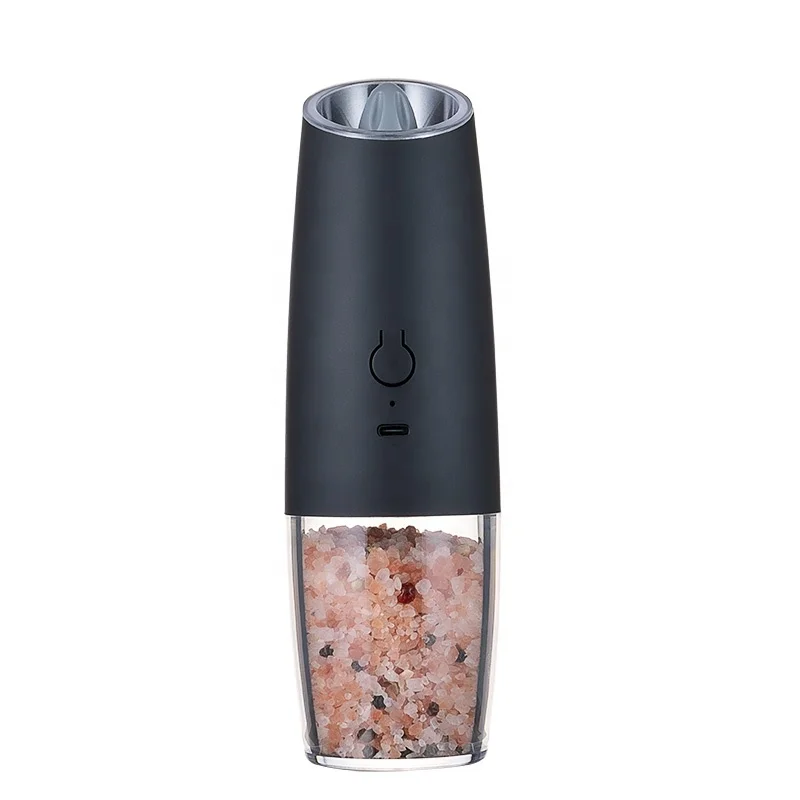 One-hand Auto Mill Spice & Herb Grinding Tool Gravity Salt & Pepper Electric Grinder Set with USB rechargeable