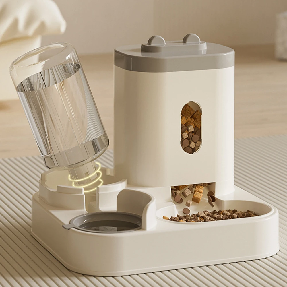 Cats Feeders and Water Dispenser 2 in 1 Pet Automatic Water Dispenser Pet Food Storage for Small Dog Puppy Cats