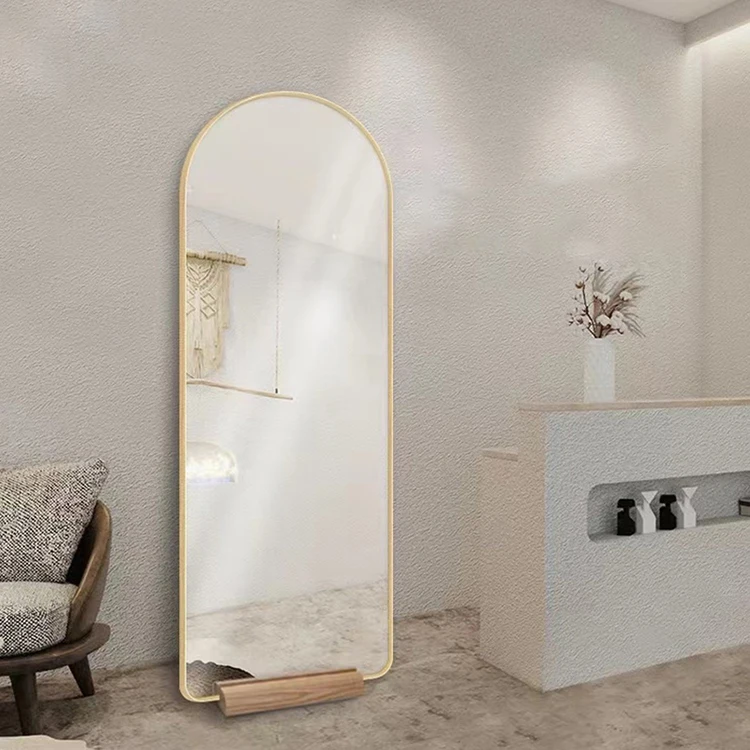 factory custom huge gym yoga arched floor standing mirror workout espejos large dance studio miroir gold frame for girls