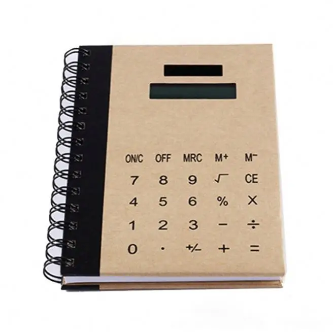 Electronic notebook with calculator promotional gift customized private label logo 8 digit solar power calculator