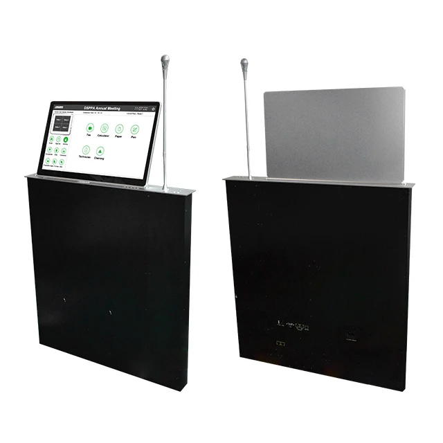 Pop up Hidden Paperless Conference System 15.6 Inch Motorized Electric Table LCD Monitor Lift Mechanism Monitor Lift with Mic